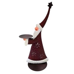 Rustic Metal Old World European Santa Claus Candle Holder Christmas Decor